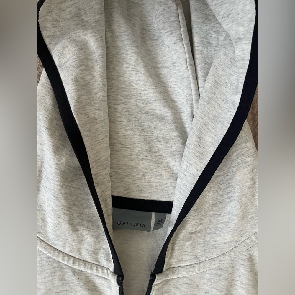 Athleta Dress Athleisure Heather Gray Black Zipper Trim Hooded Mini SZ XS Active - Picture 4 of 9